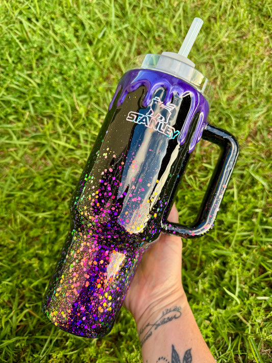 Black and Purple color shift Glitter Tumbler