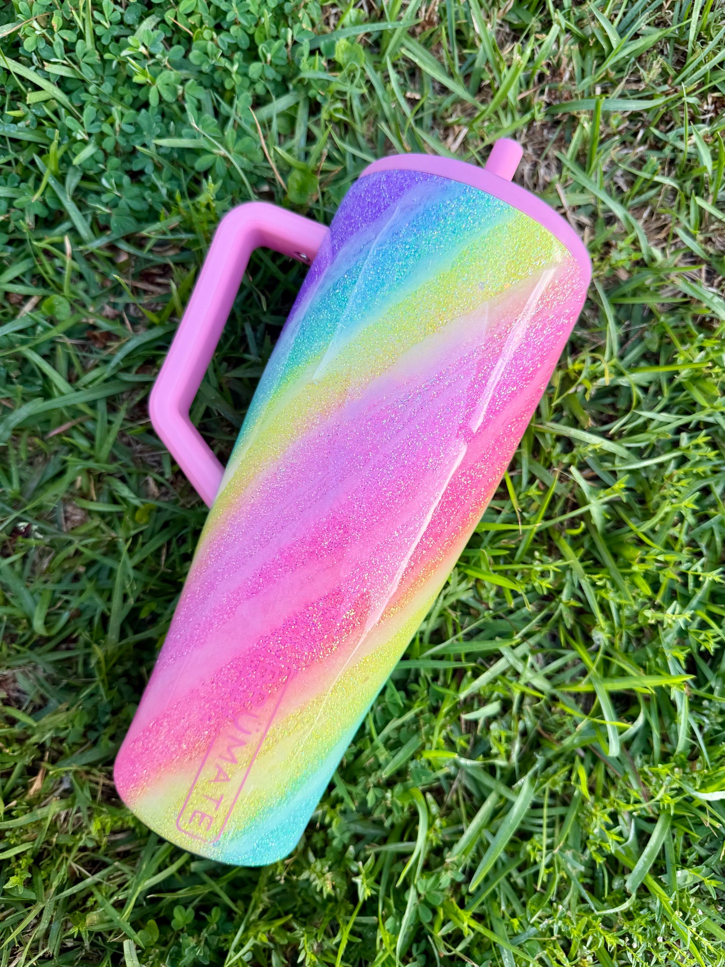 Neon Rainbow Swirl Glitter Tumbler