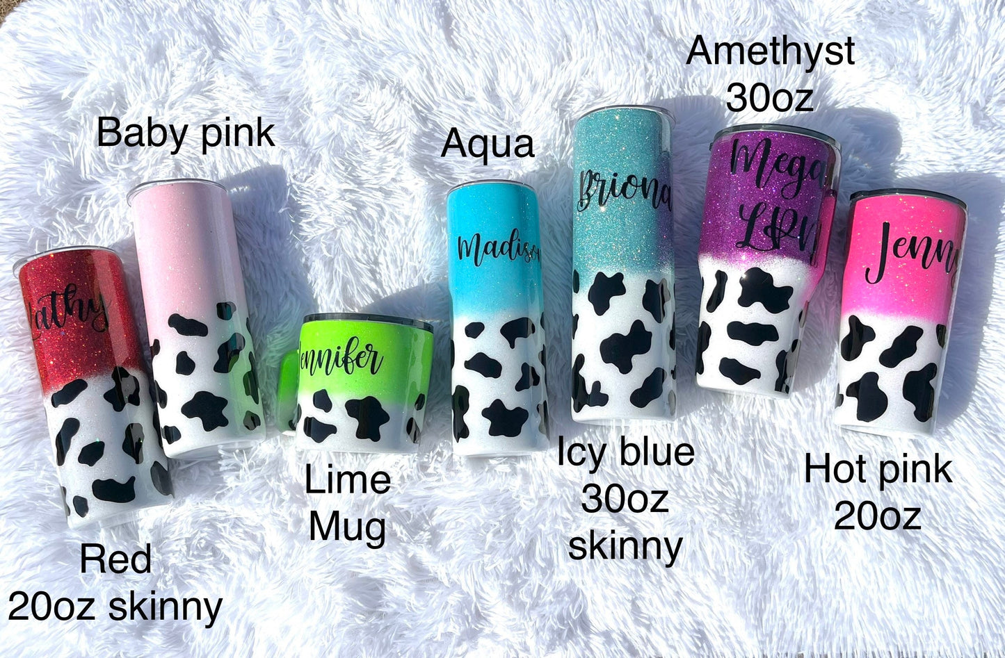 Personalized glitter COW print epoxy tumbler!