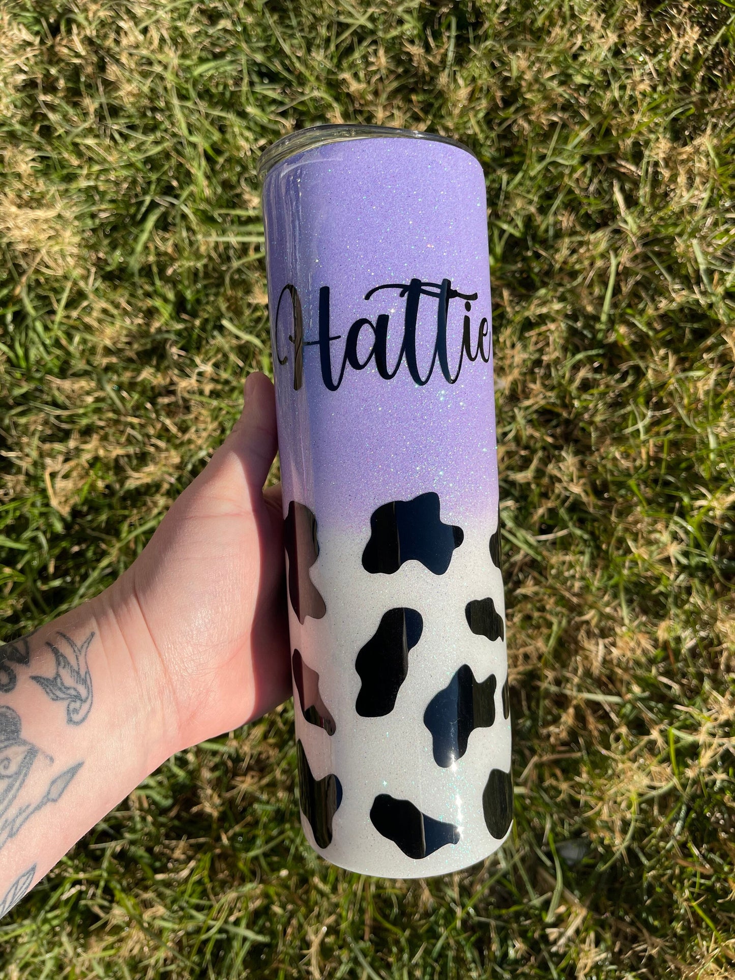 Personalized glitter COW print epoxy tumbler!