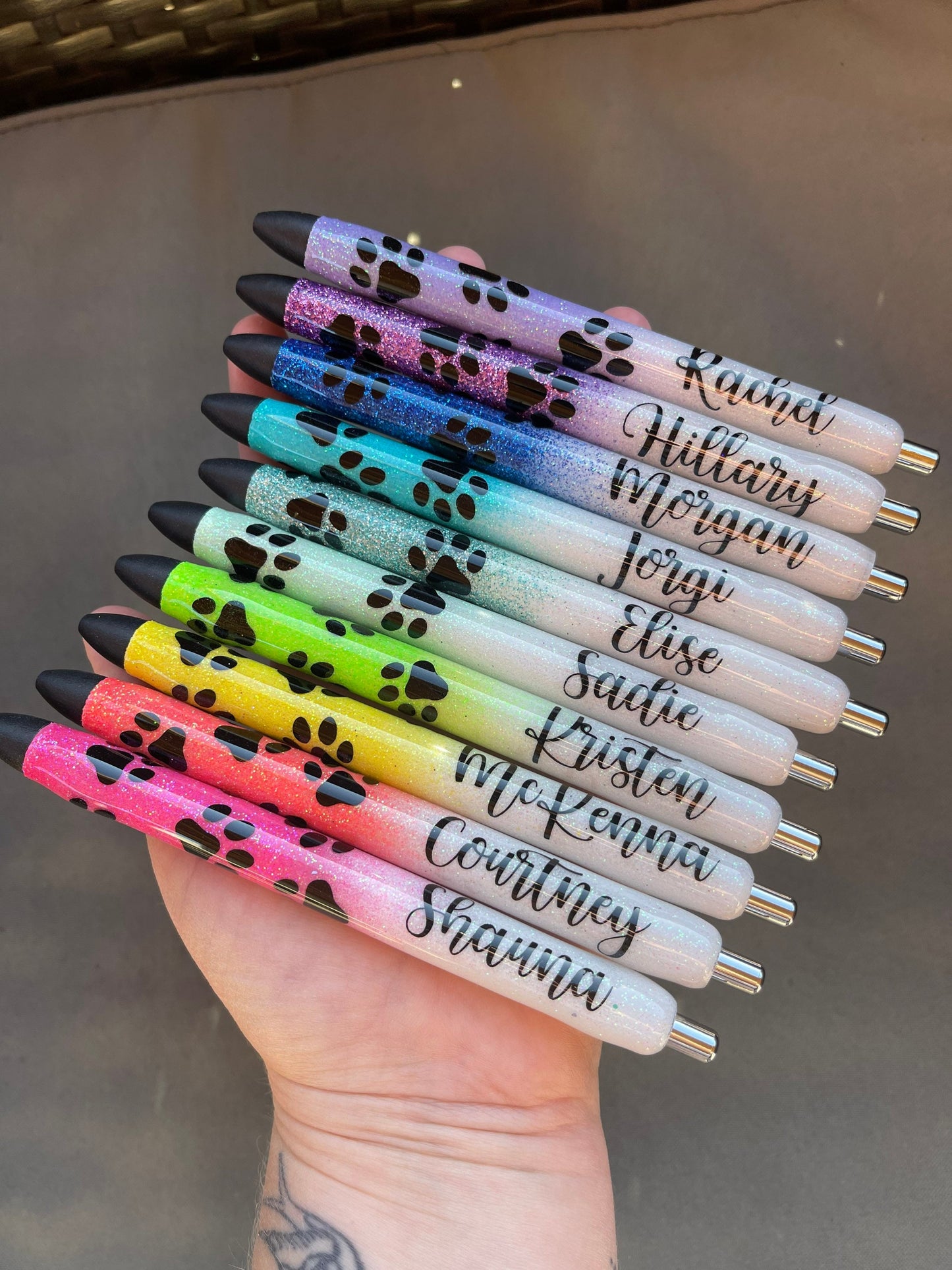 Personalized Paw Print Glitter Pen: Refillable Vet Tech Gift
