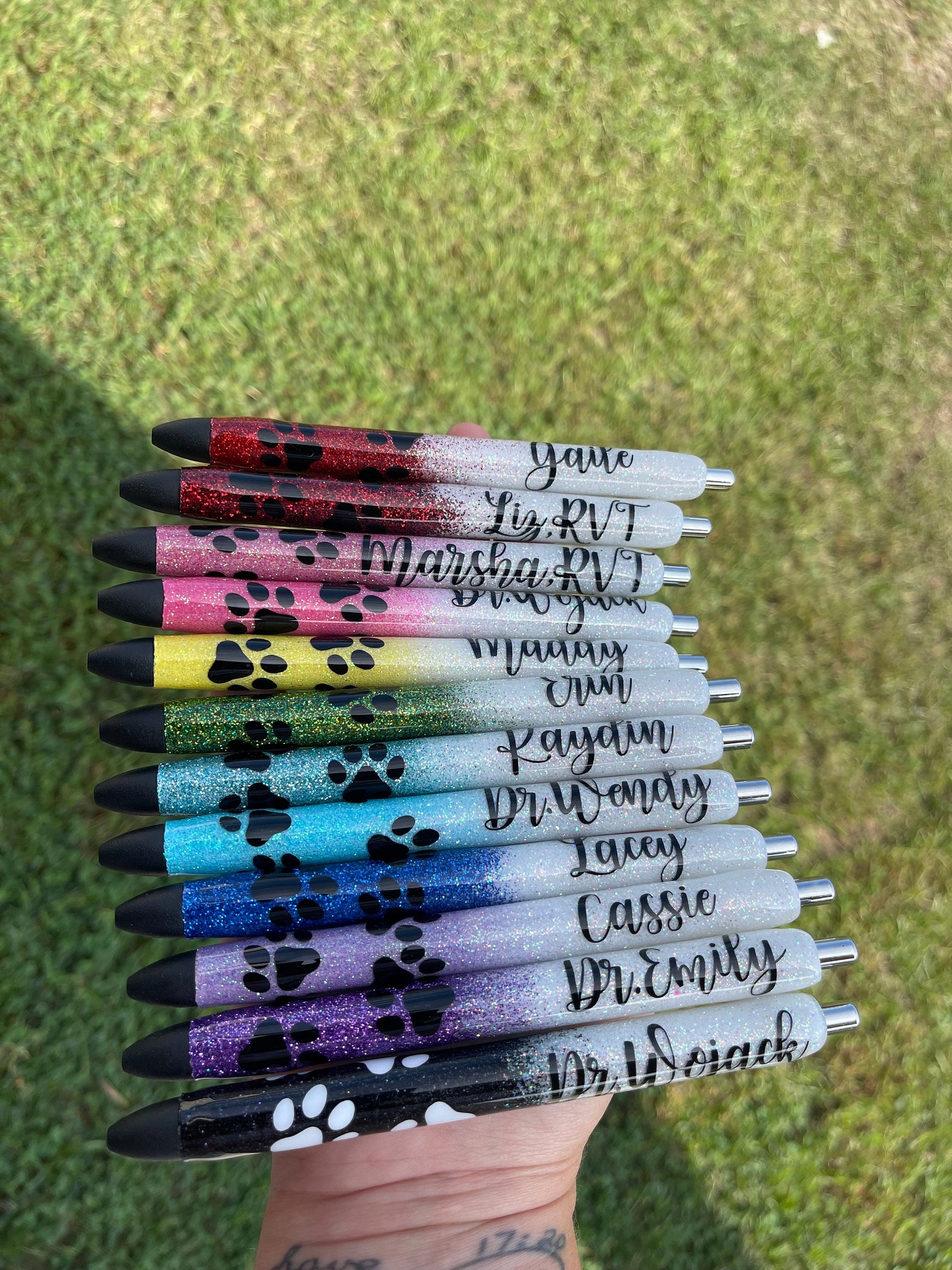 Personalized Paw Print Glitter Pen: Refillable Vet Tech Gift