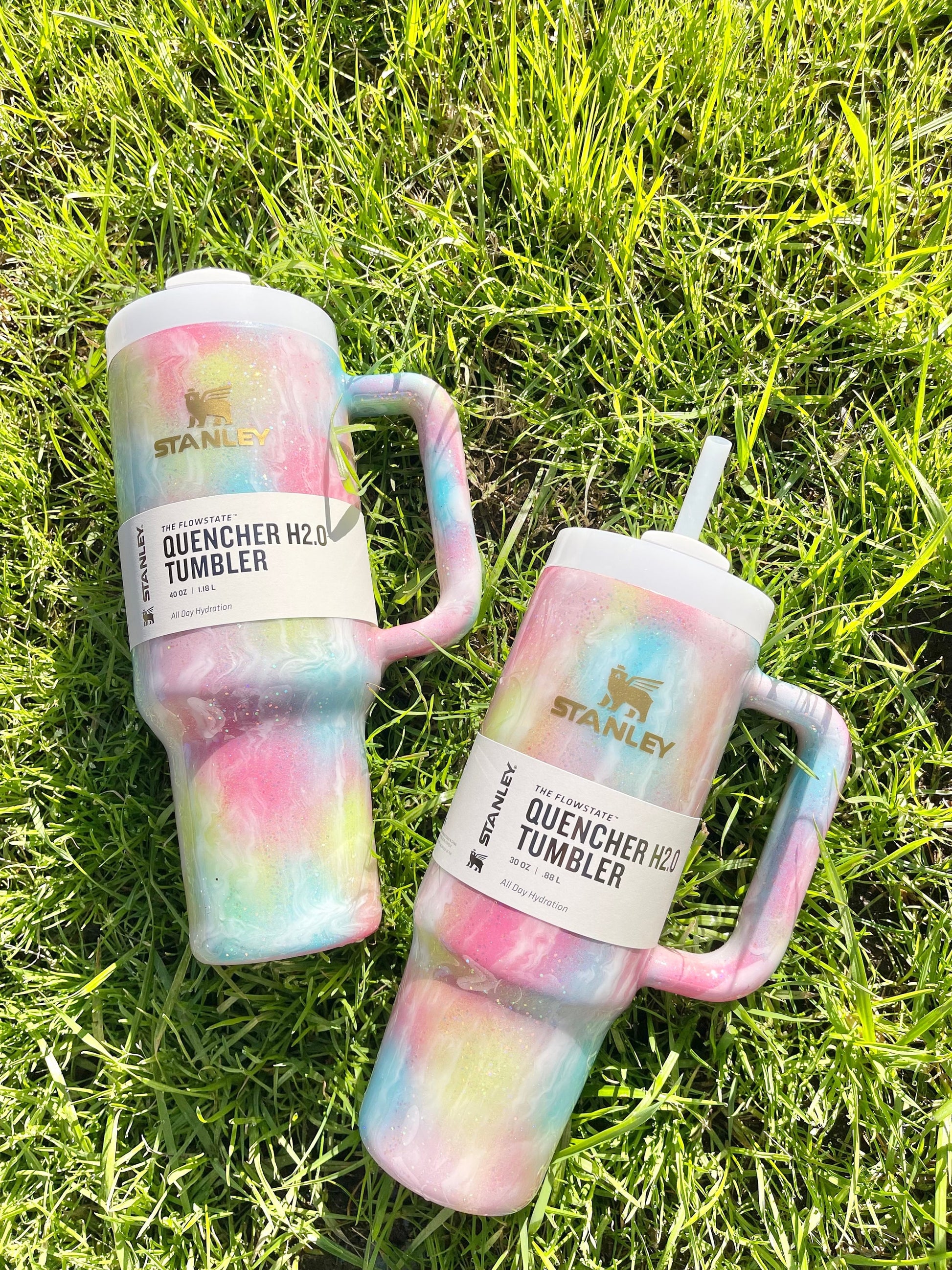 Custom Glitter Milky Way Tie Dye Stanley Tumbler
