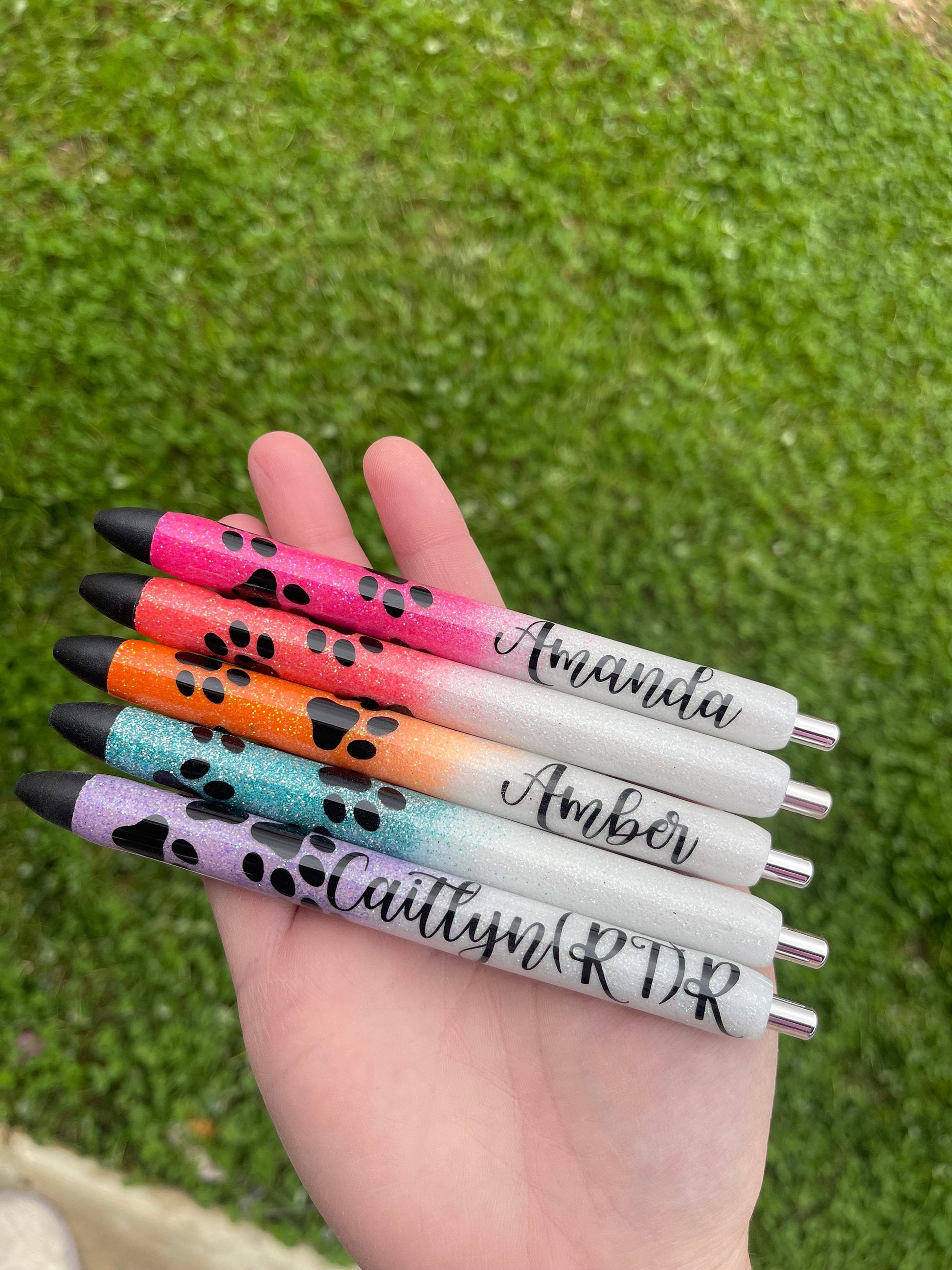 Personalized Paw Print Glitter Pen: Refillable Vet Tech Gift