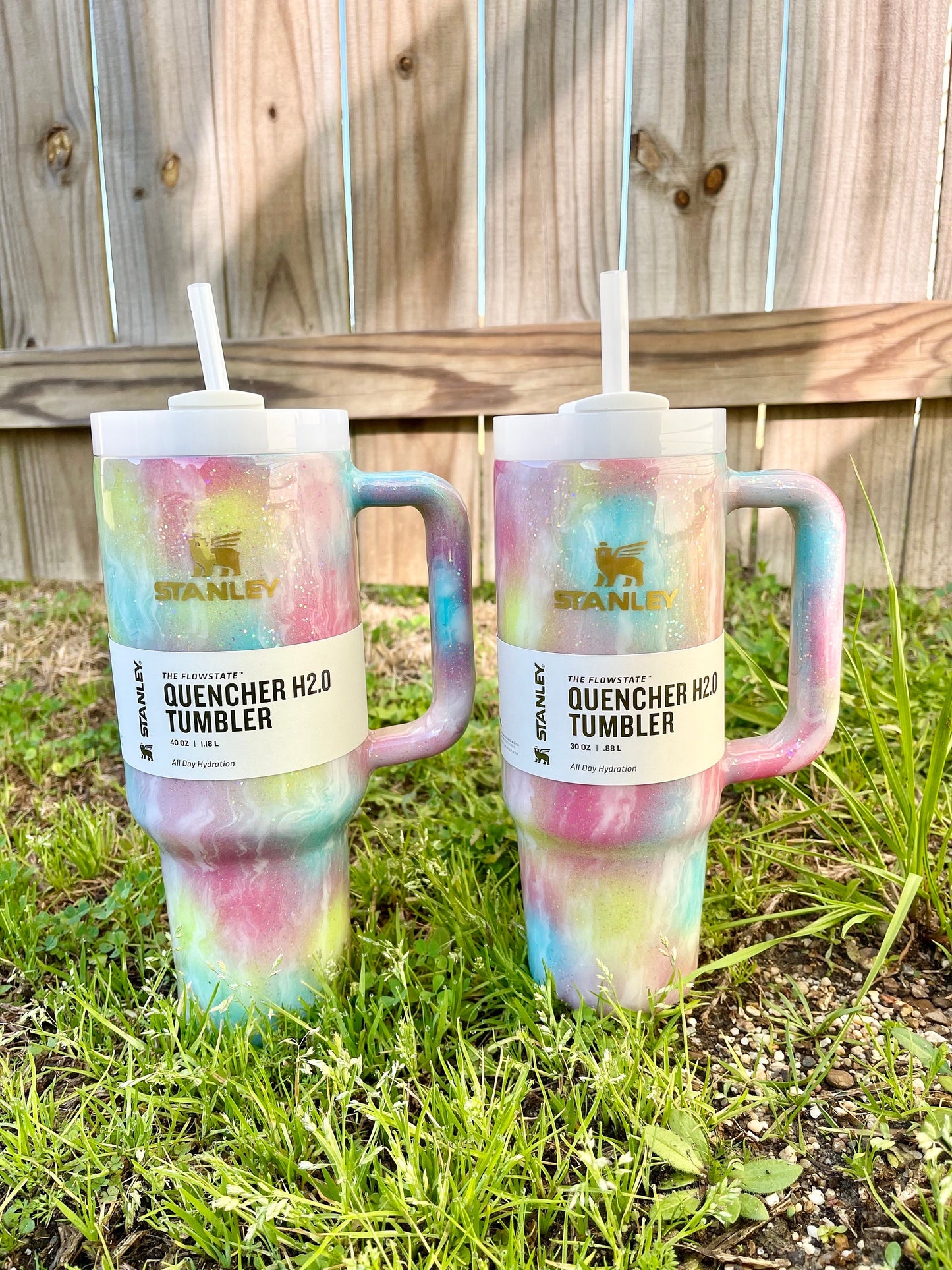 Custom Glitter Milky Way Tie Dye Stanley Tumbler