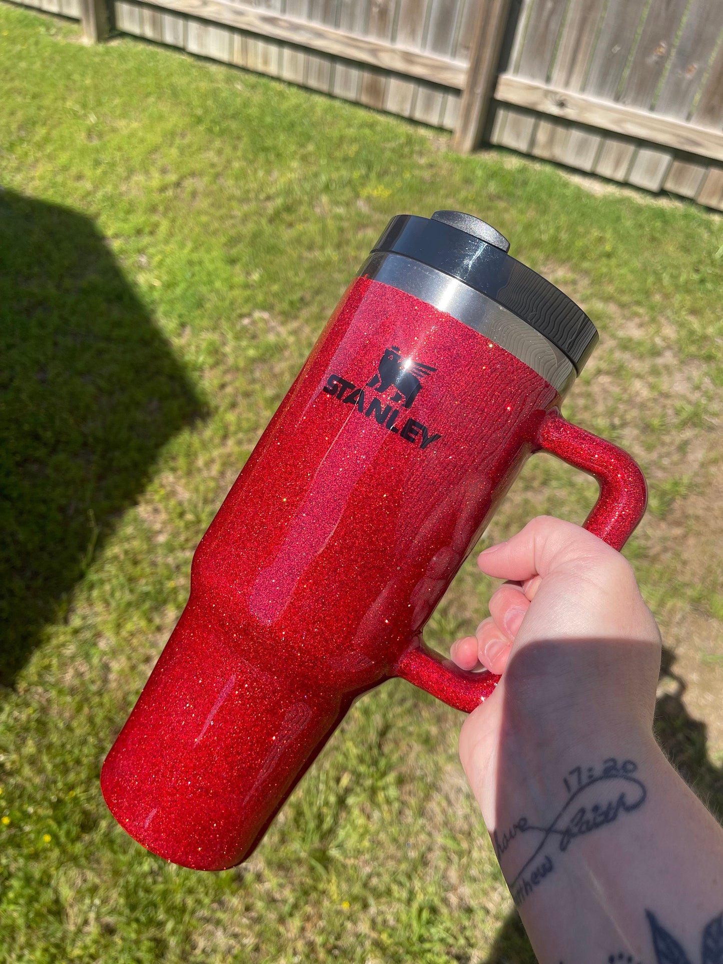 Red Sparkle Stanley Tumbler 40oz: Personalized Glitter Cup