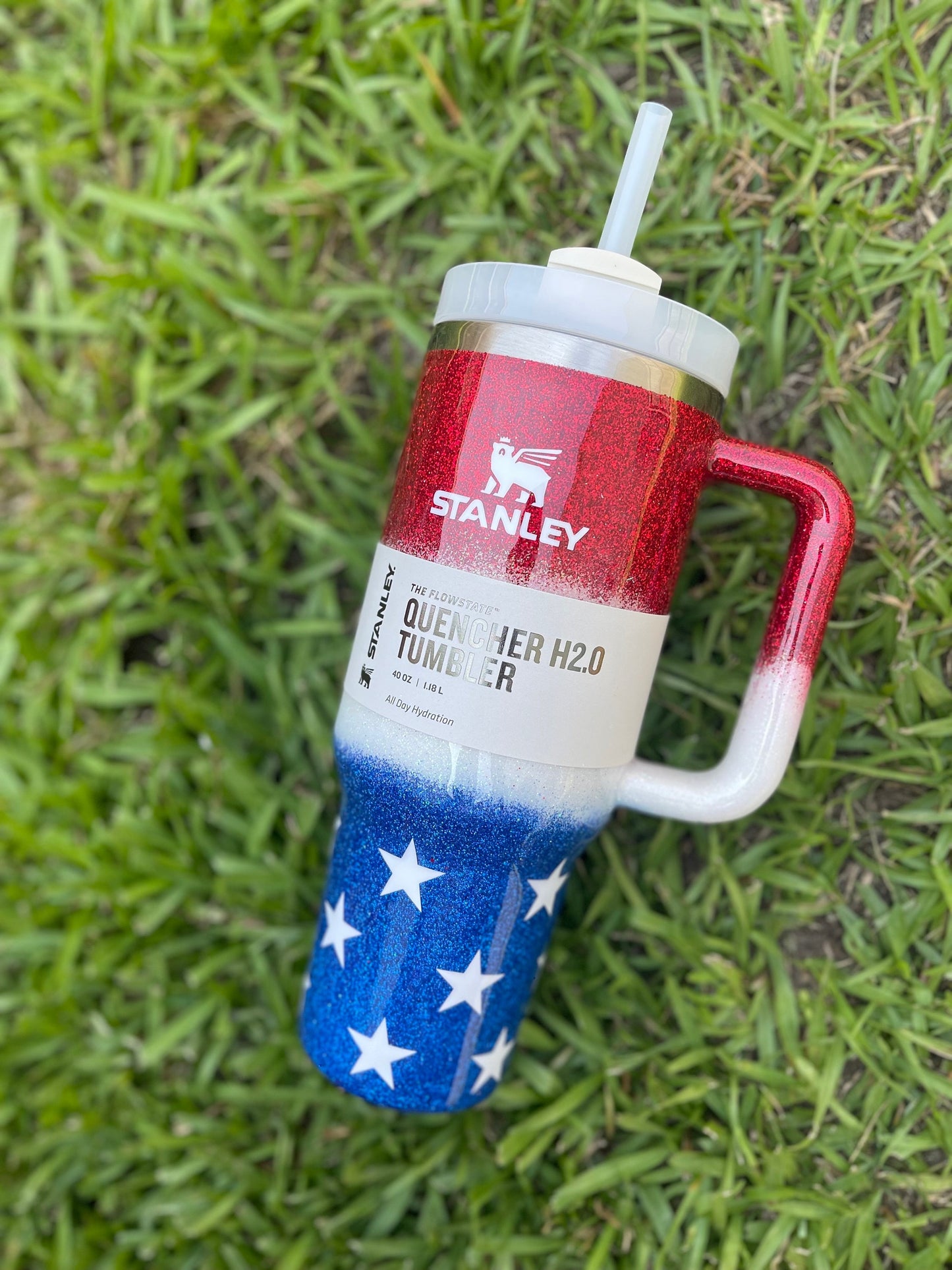 Custom Glitter Stanley Tumbler: Patriotic American Flag