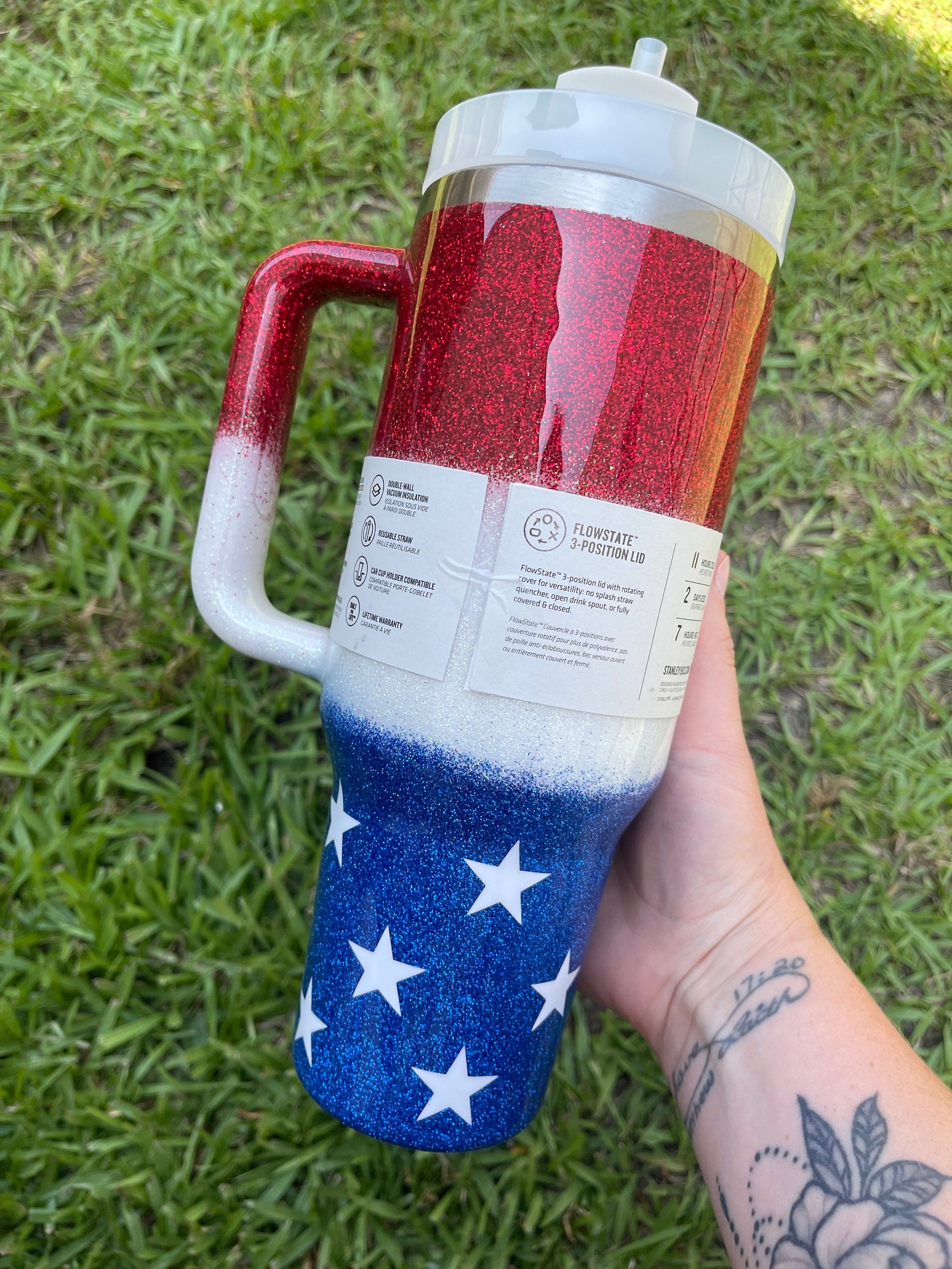 Custom Glitter Stanley Tumbler: Patriotic American Flag