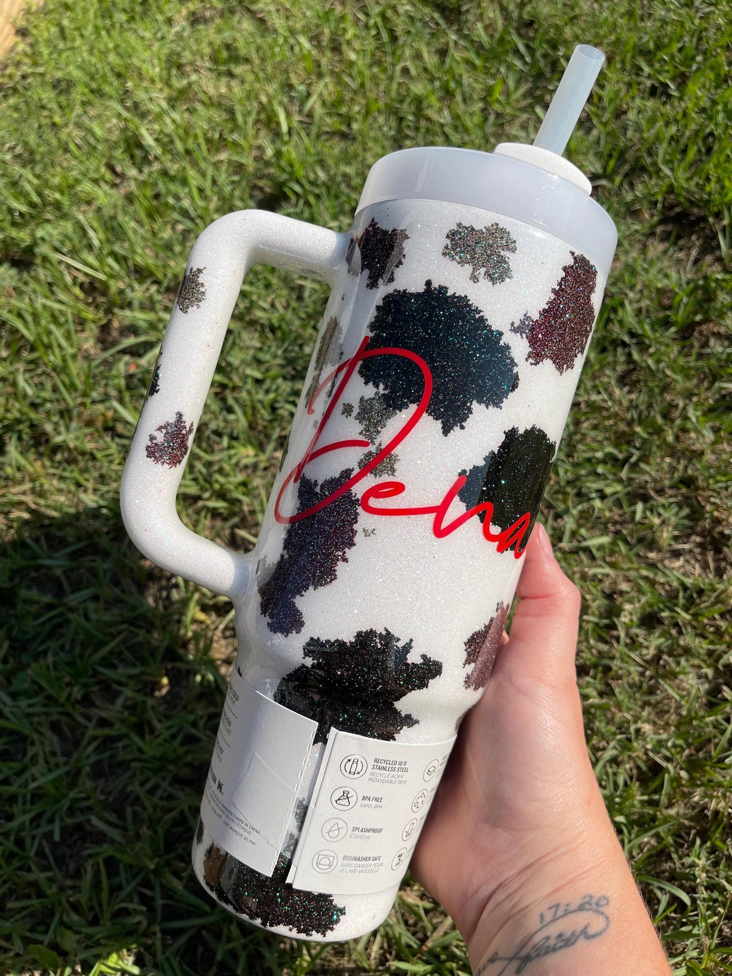 Glitter Cow Print Tumbler: Customized Western Style