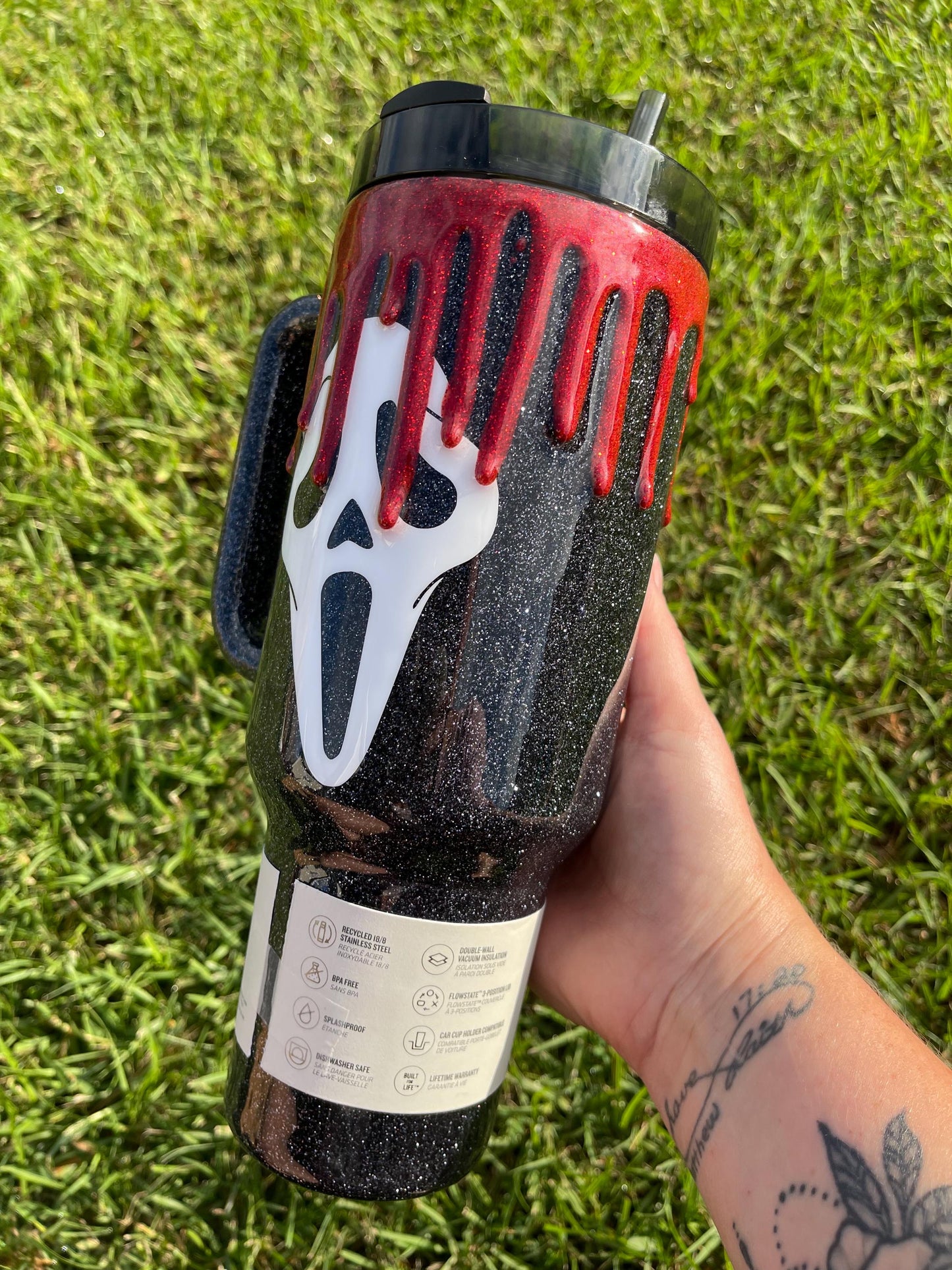 Halloween Horror Stanley Tumbler | Spooky Blood Drip Glitter Cup | Personalized Custom Tumbler | Gift Idea