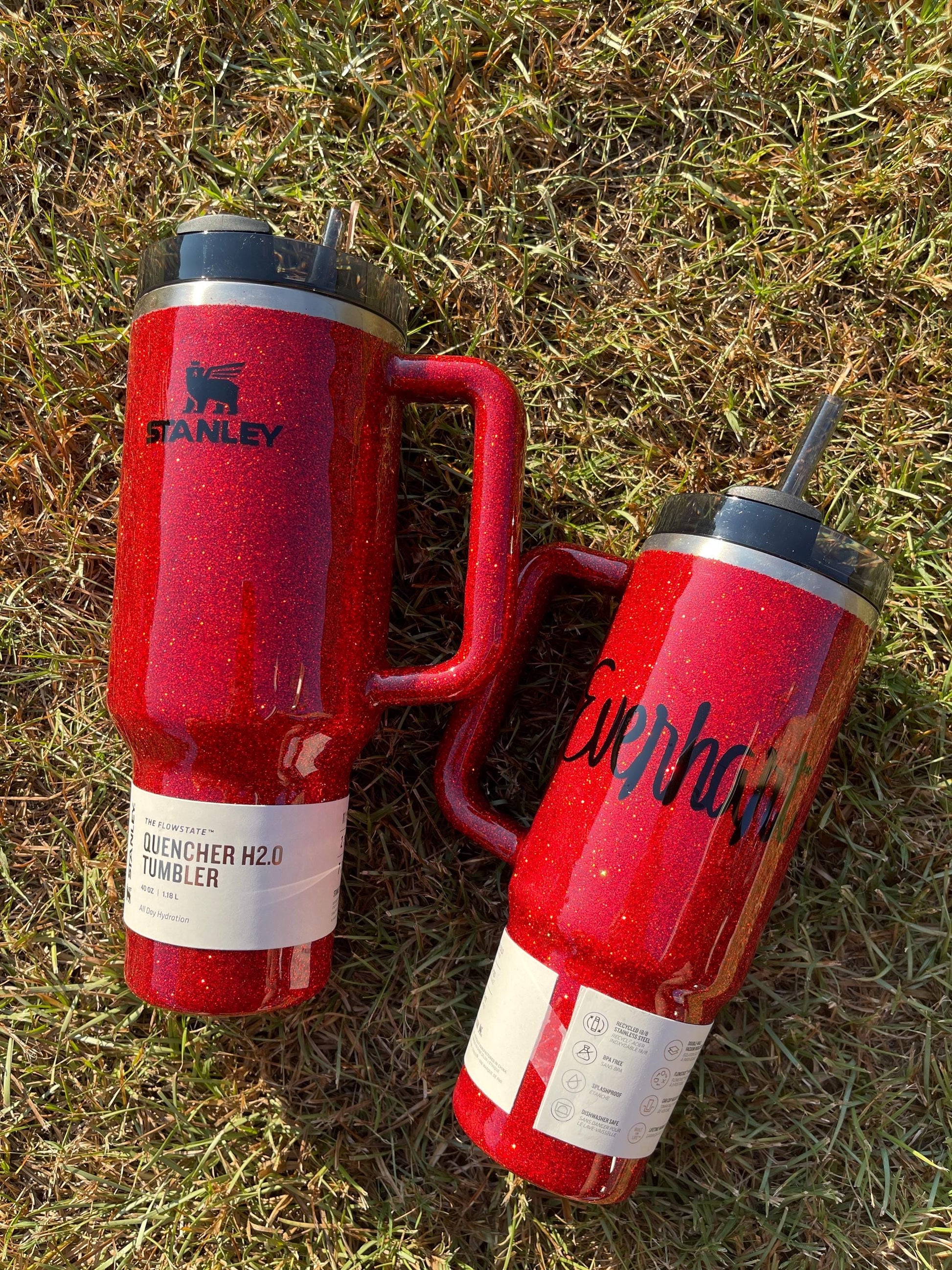Red Sparkle Stanley Tumbler 40oz: Personalized Glitter Cup