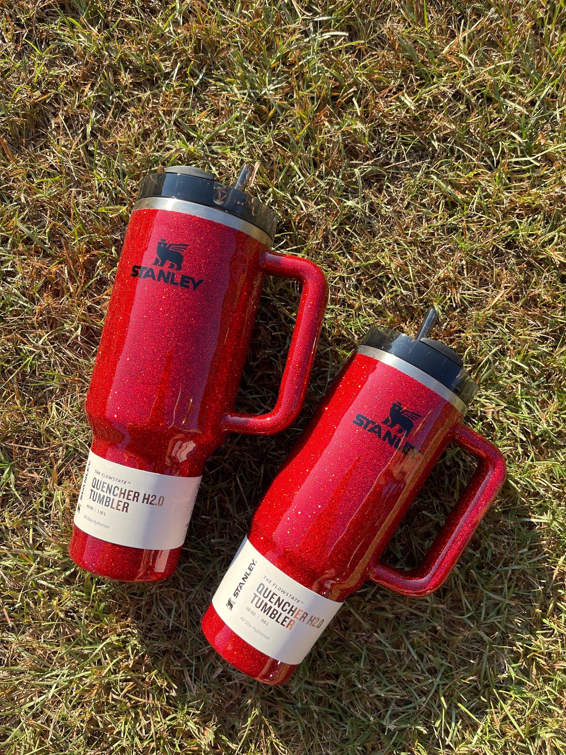 Red Sparkle Stanley Tumbler 40oz: Personalized Glitter Cup