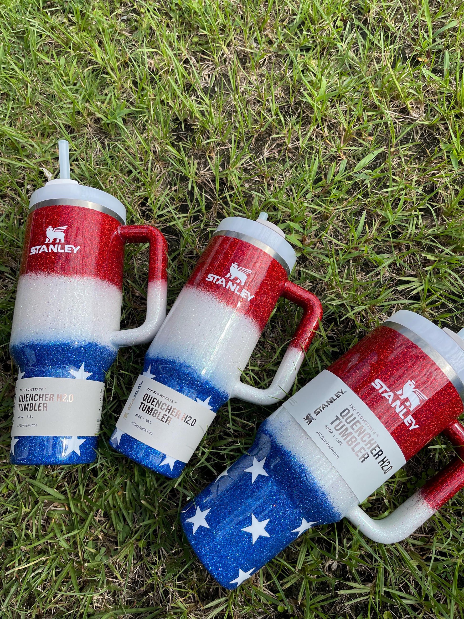 Custom Glitter Stanley Tumbler: Patriotic American Flag