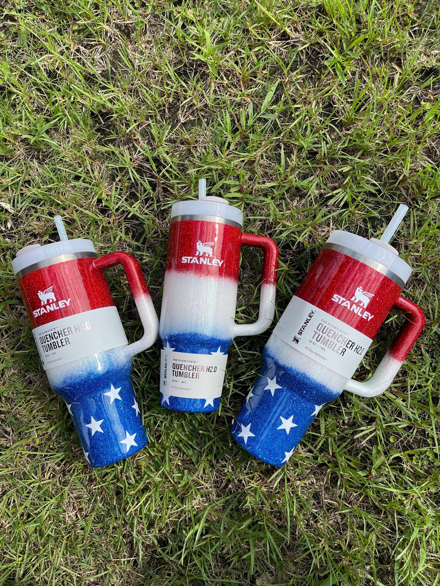 Custom Glitter Stanley Tumbler: Patriotic American Flag
