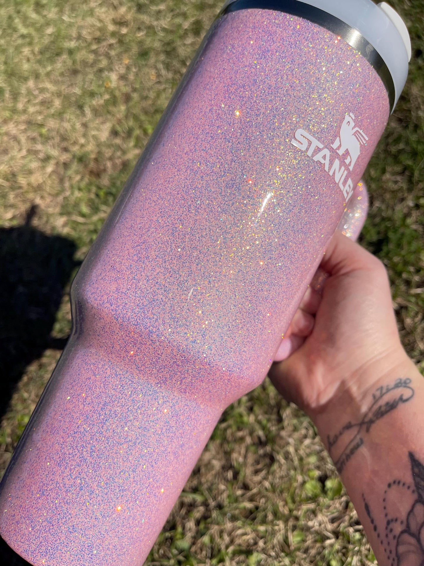 Customized Sparkle Pastel Opal Pink Glitter Stanley Tumbler - Many cups to choose from