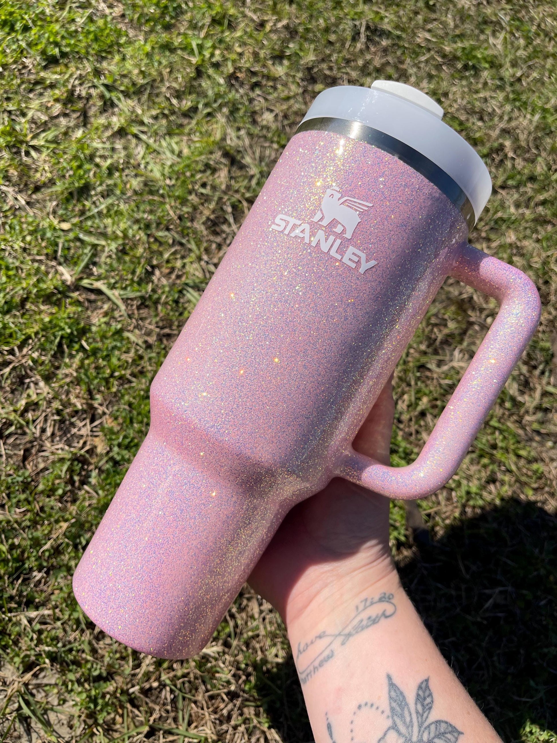 Customized Sparkle Pastel Opal Pink Glitter Stanley Tumbler - Many cups to choose from