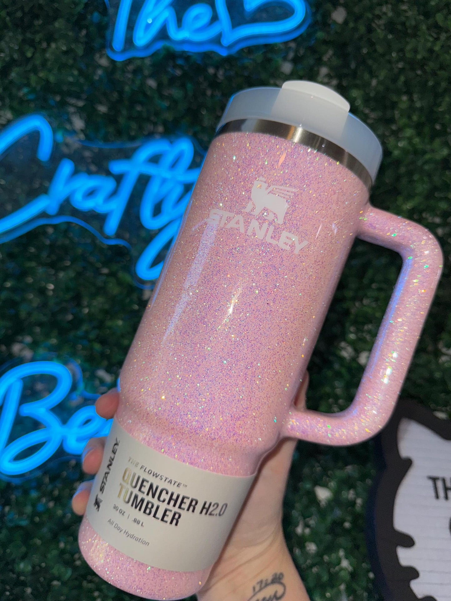 Customized Sparkle Pastel Opal Pink Glitter Stanley Tumbler - Many cups to choose from
