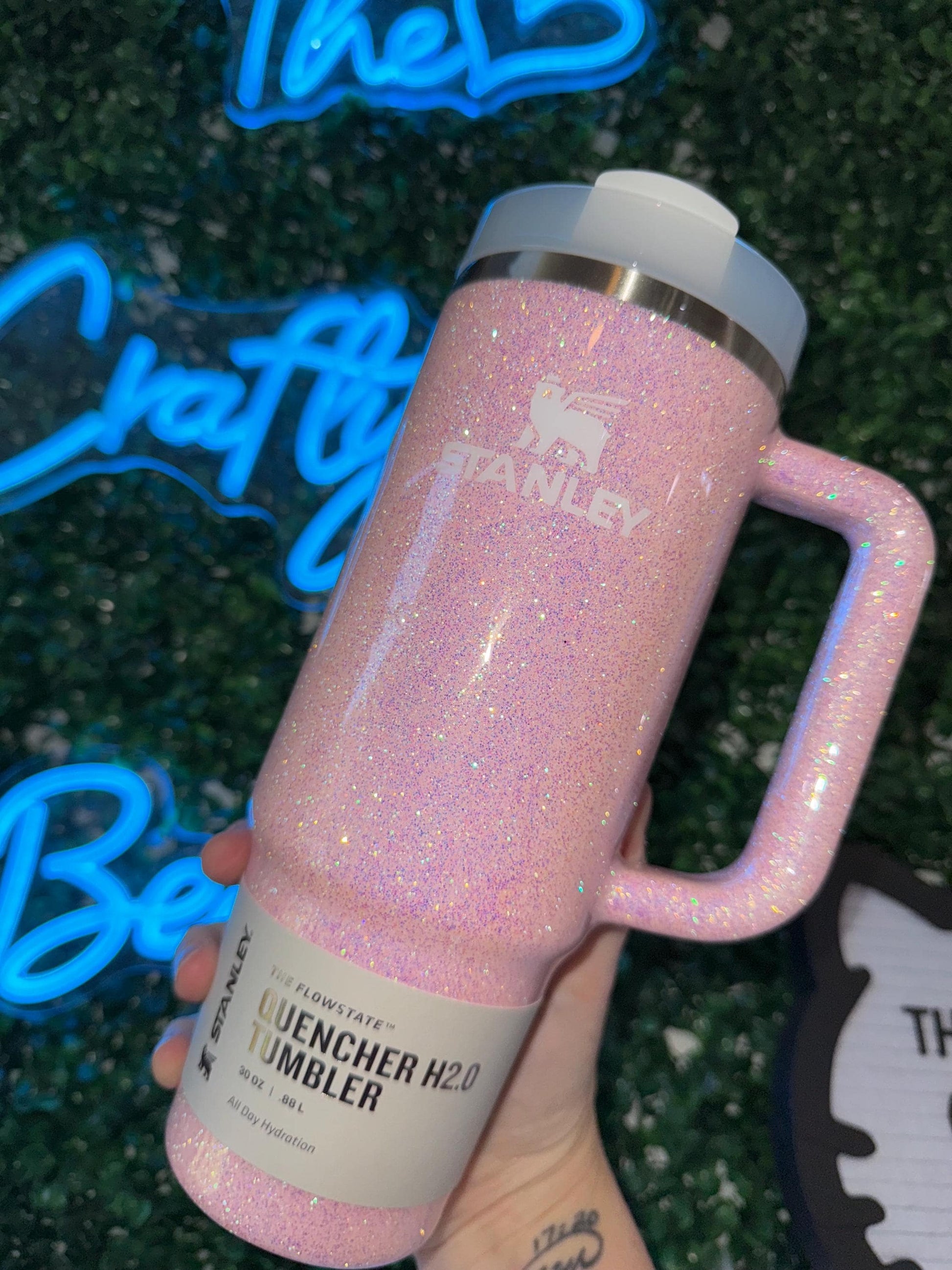 Customized Sparkle Pastel Opal Pink Glitter Stanley Tumbler - Many cups to choose from
