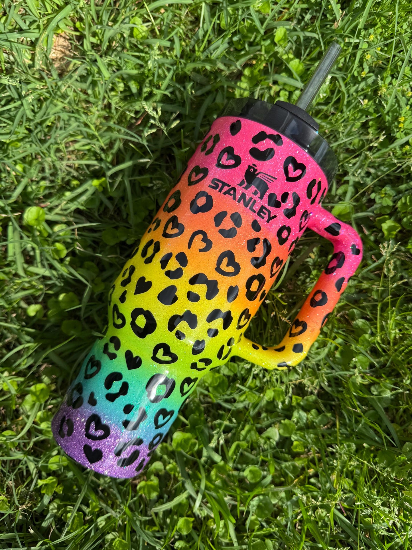 Rainbow Leopard Tumbler: Rainbow Leopard Glitter, Personalized