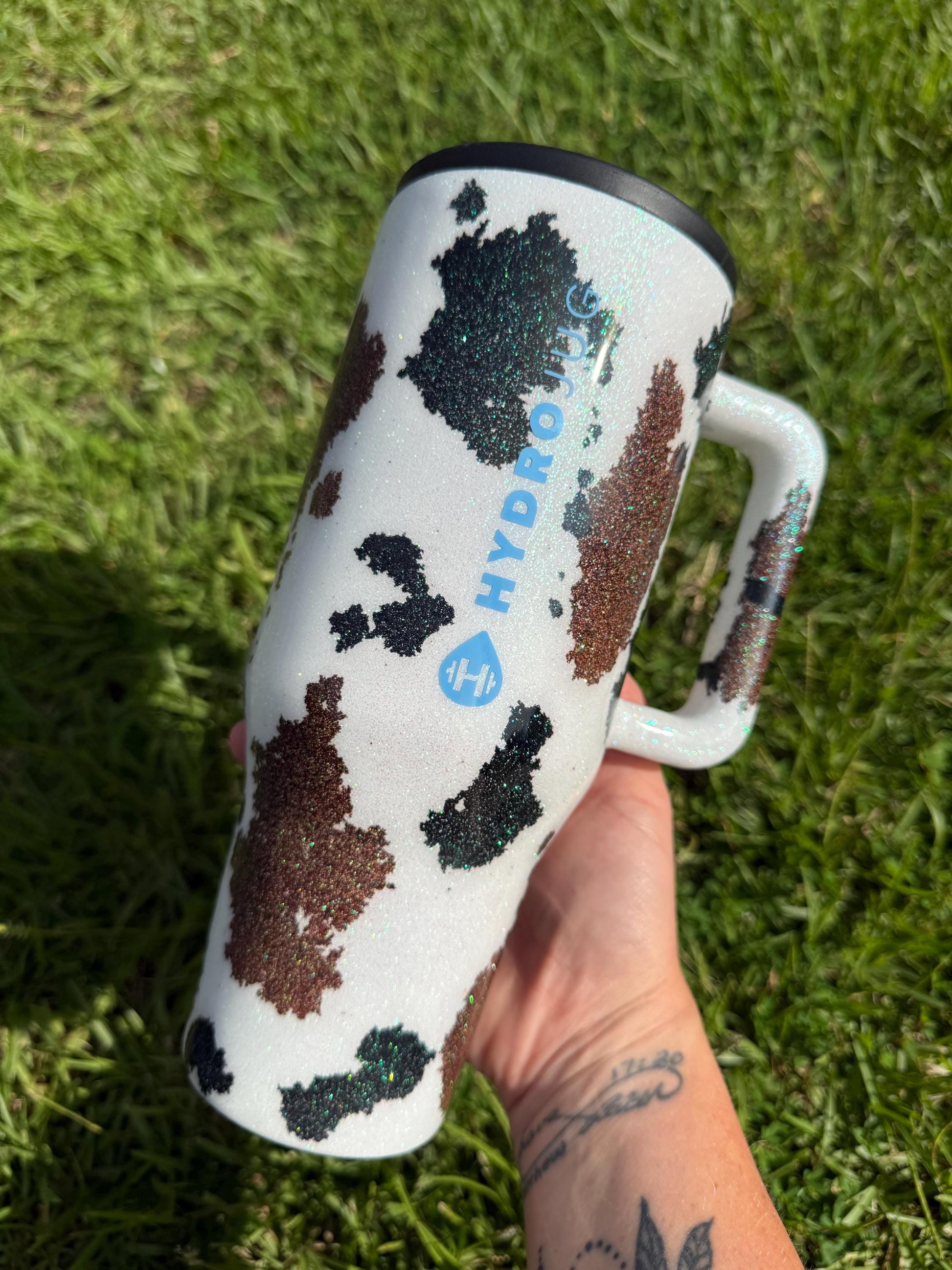 Glitter Cow Print Tumbler: Customized Western Style