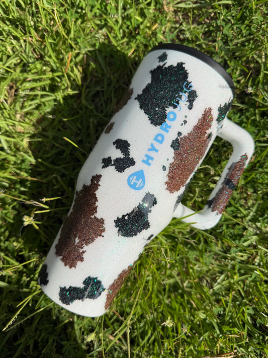 Glitter Cow Print Tumbler: Customized Western Style