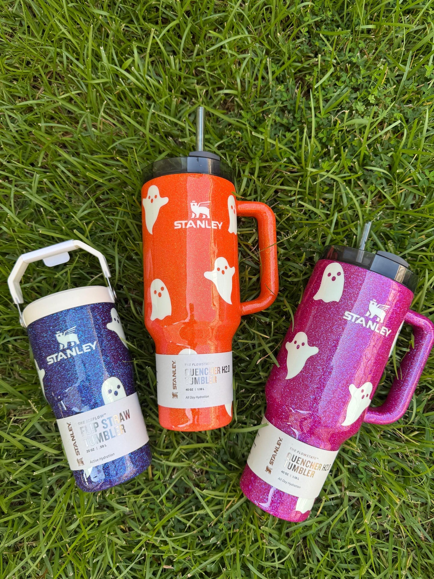 Glow in the Dark Ghost Stanley Tumbler: Halloween Glitter Drinkware