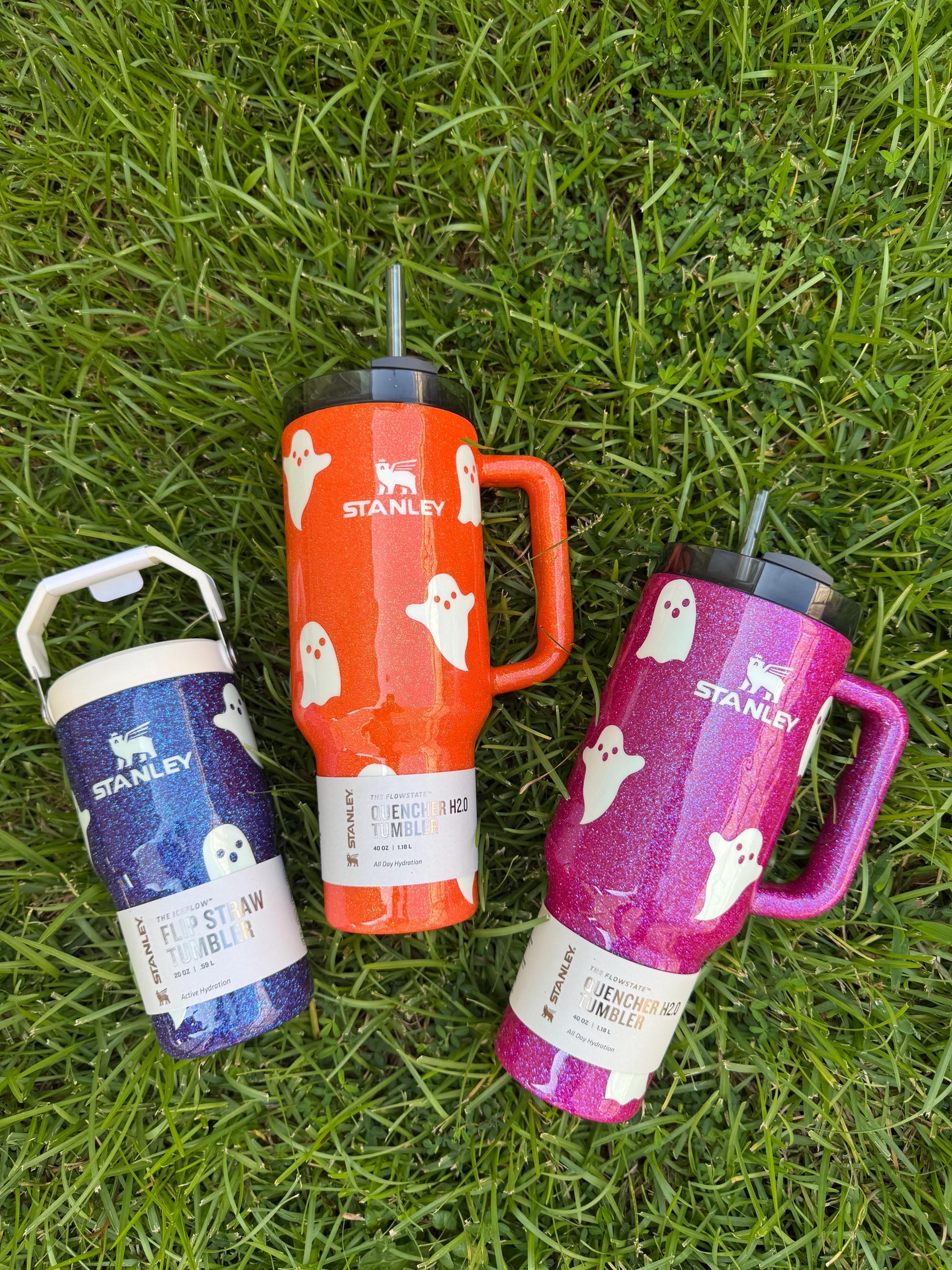 Glow in the Dark Ghost Stanley Tumbler: Halloween Glitter Drinkware