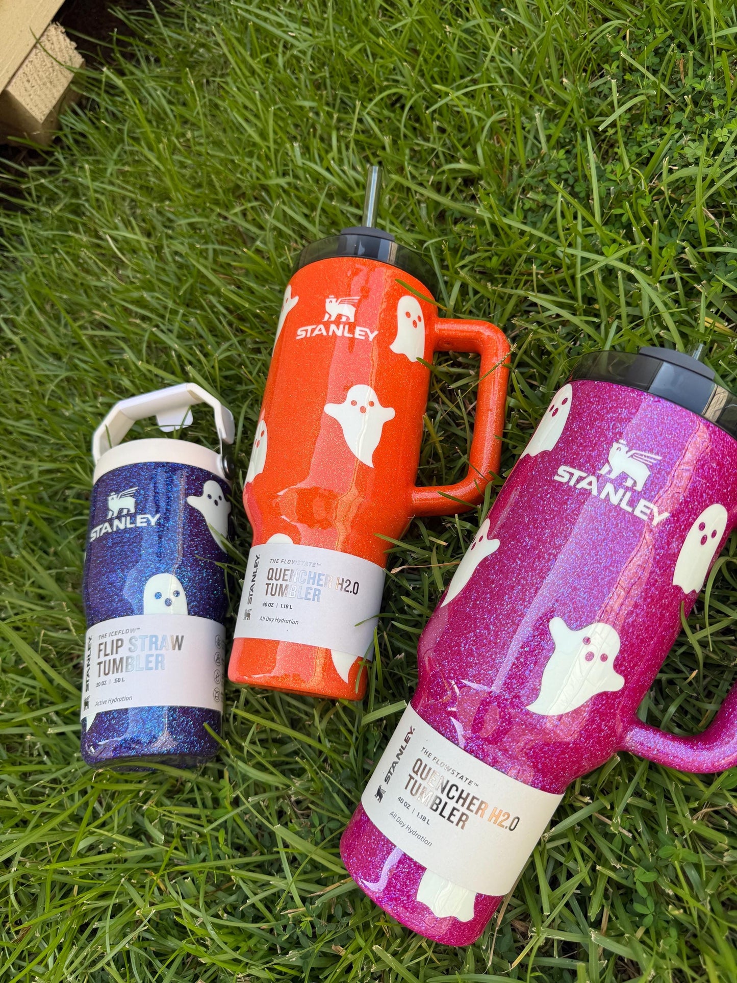 Glow in the Dark Ghost Stanley Tumbler: Halloween Glitter Drinkware