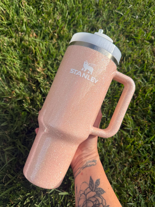 Customized Sparkle Pastel Opal Peach Glitter Stanley Tumbler - Many cups to choose from