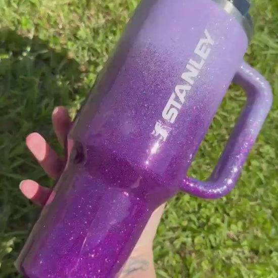 Ombre Glitter Stanley Tumbler: Lavender to Dark Purple, Personalized gift