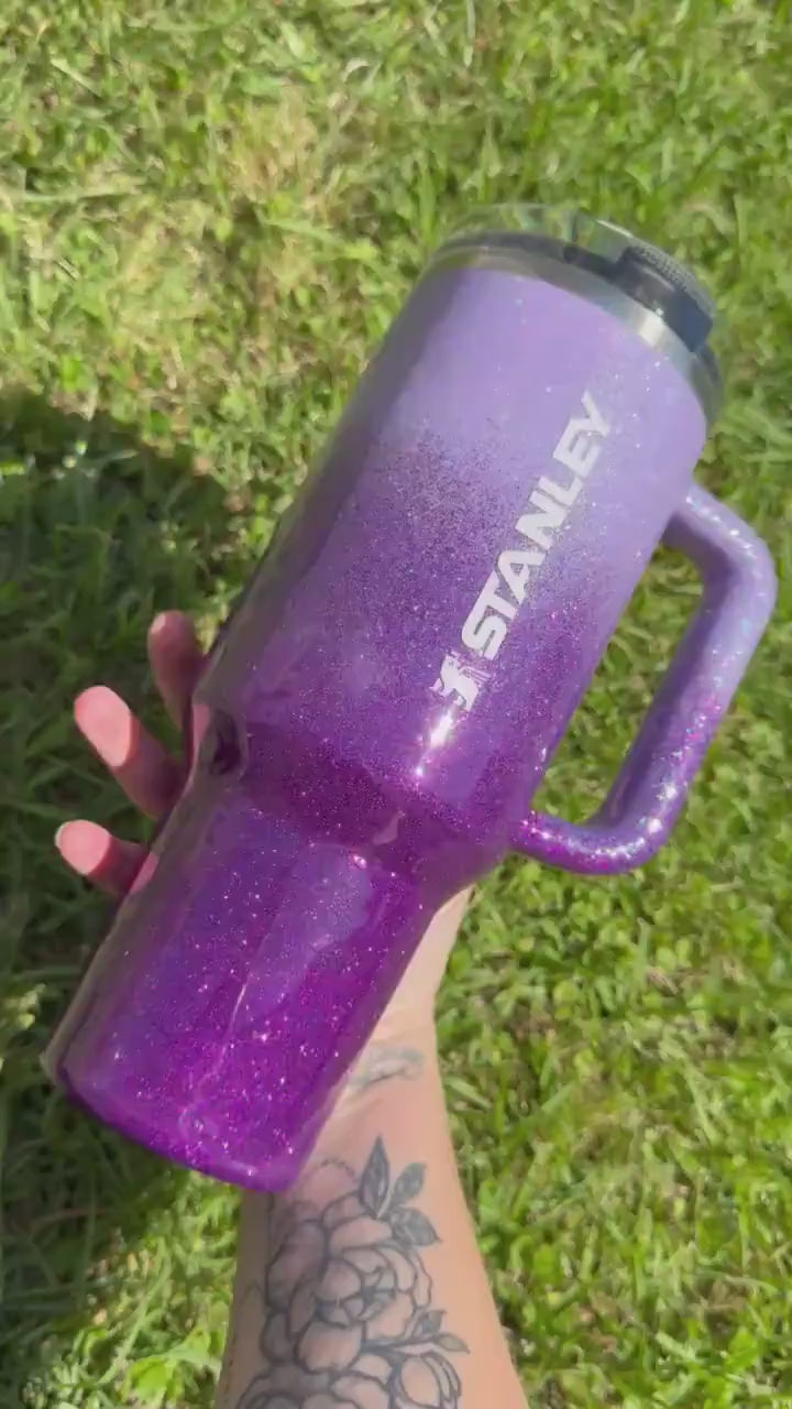 Ombre Glitter Stanley Tumbler: Lavender to Dark Purple, Personalized gift