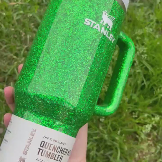 Clover Green Glitter Stanley Tumbler - Customized Gift