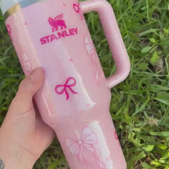 Coquette Bow Customized Stanley Tumbler: Personalized Baby Pink