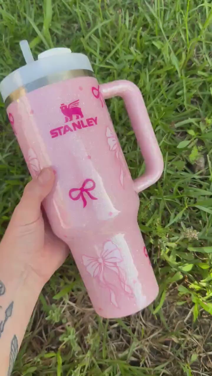 Coquette Bow Customized Stanley Tumbler: Personalized Baby Pink