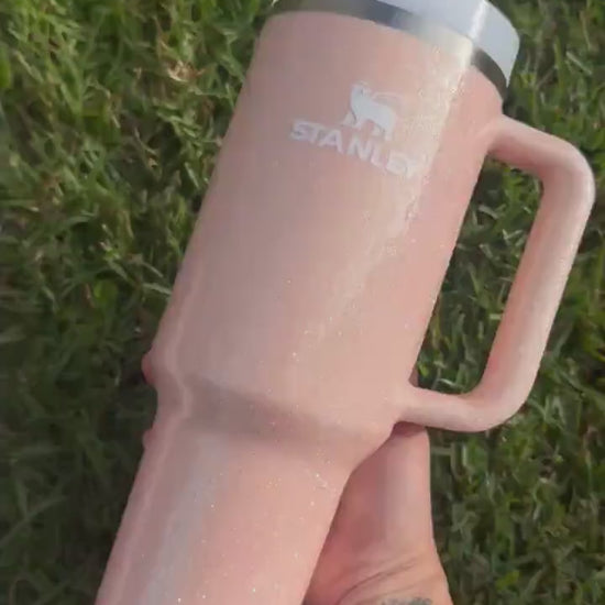 Customized Sparkle Pastel Opal Peach Glitter Stanley Tumbler - Many cups to choose from