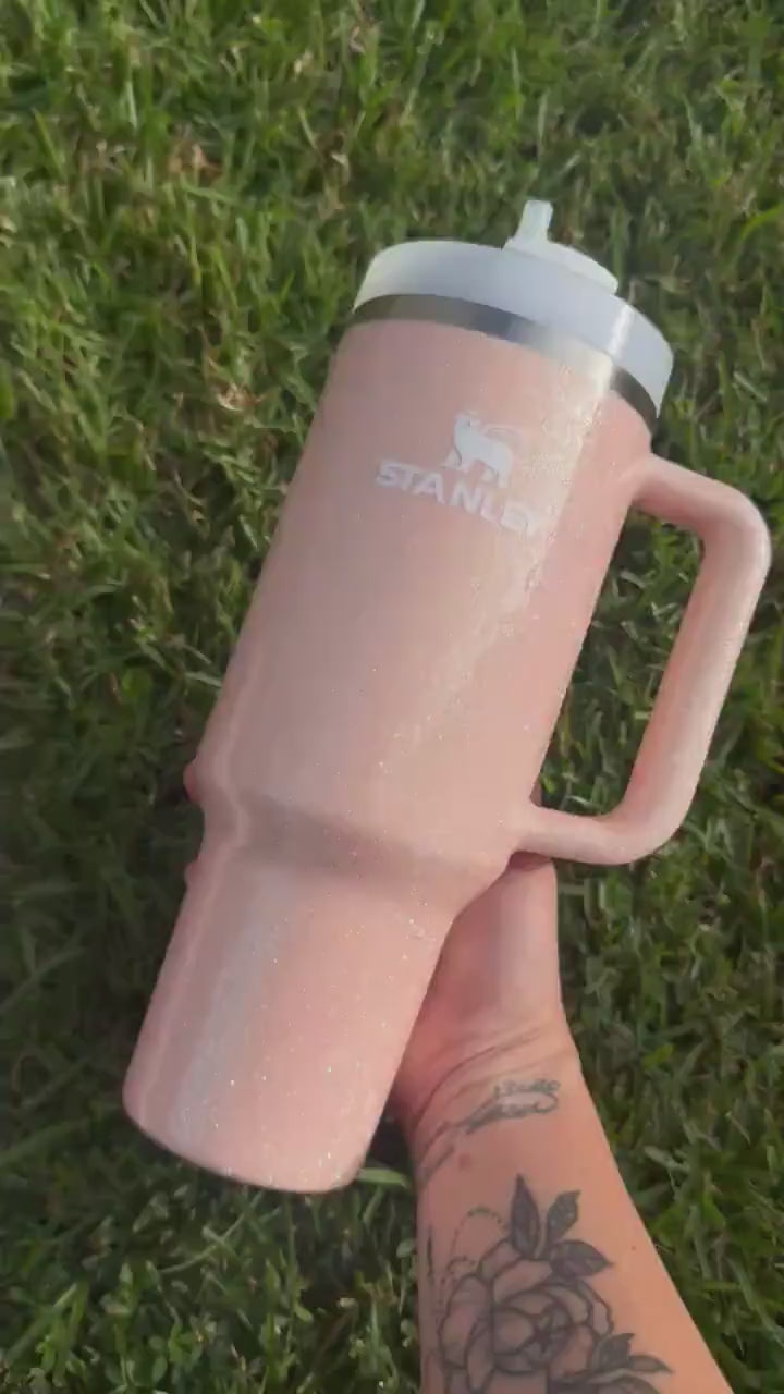 Customized Sparkle Pastel Opal Peach Glitter Stanley Tumbler - Many cups to choose from