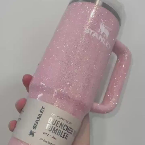 Customized Sparkle Pastel Opal Pink Glitter Stanley Tumbler - Many cups to choose from