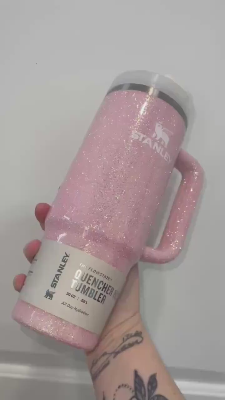 Customized Sparkle Pastel Opal Pink Glitter Stanley Tumbler - Many cups to choose from