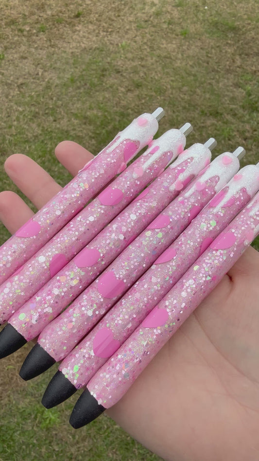 Pink Heart Drip Epoxy Glitter Pen!