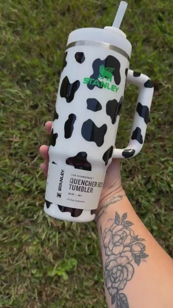 Custom Cow Print Tumbler: Personalized Cartoon Cow print Style Stanley