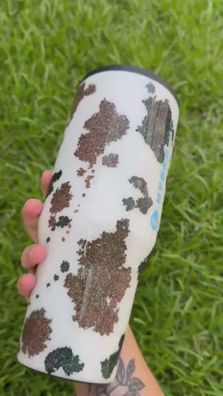 Glitter Cow Print Tumbler: Customized Western Style