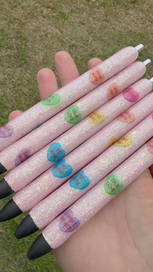 Conversation Heart Epoxy Glitter Pen!