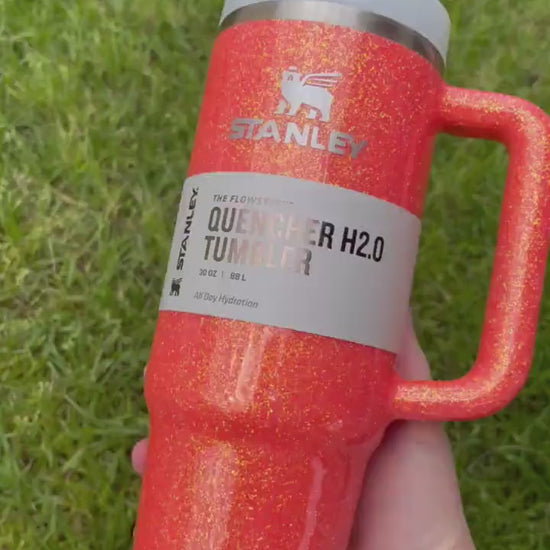 Custom Coral Glitter Stanley Tumbler 40oz: Personalized Stainless Steel