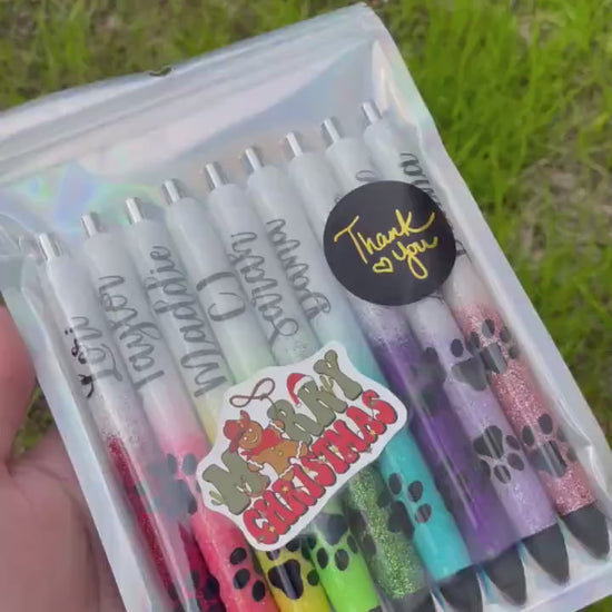 Personalized Paw Print Glitter Pen: Refillable Vet Tech Gift