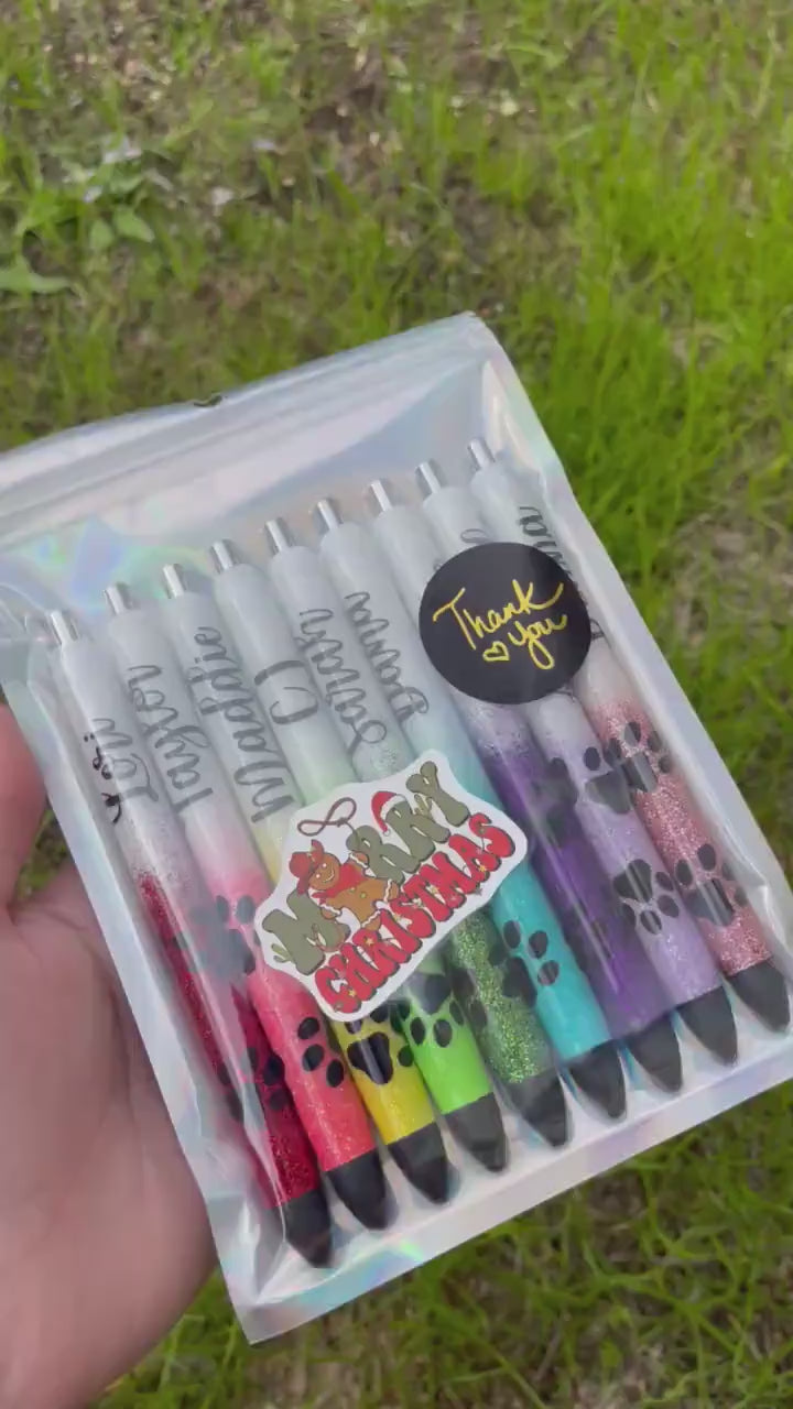 Personalized Paw Print Glitter Pen: Refillable Vet Tech Gift