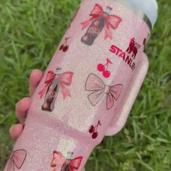 Dr. Pepper Stanley Tumbler: Glitter Coquette Style