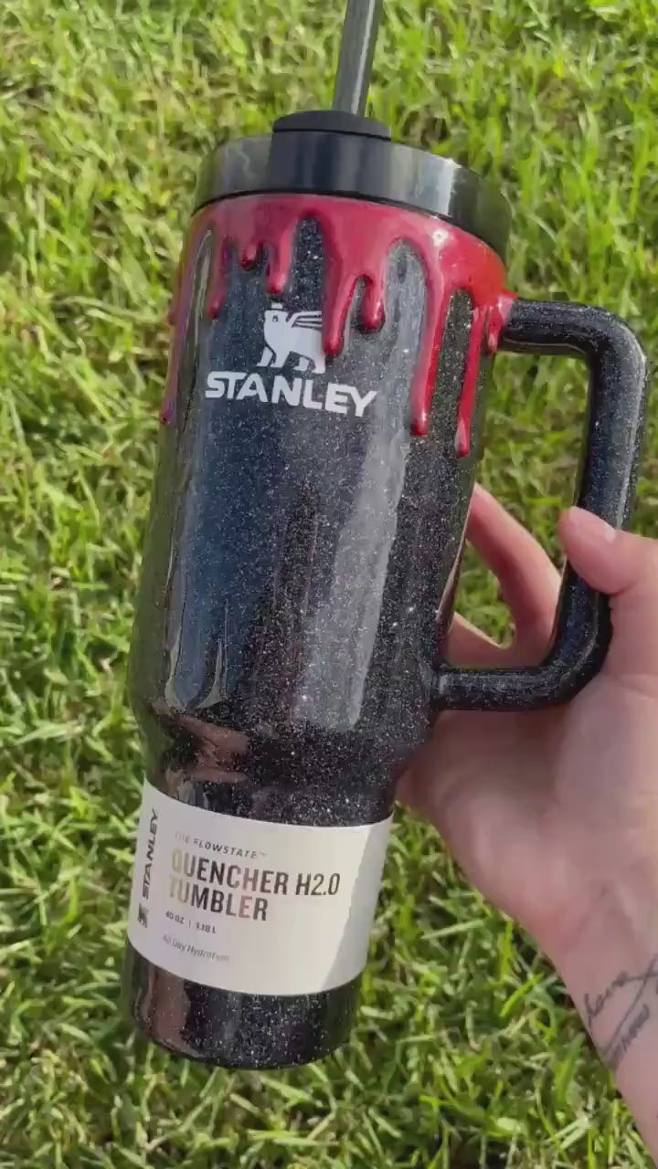 Halloween Horror Stanley Tumbler | Spooky Blood Drip Glitter Cup | Personalized Custom Tumbler | Gift Idea