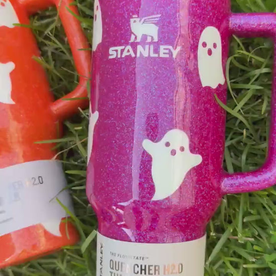 Glow in the Dark Ghost Stanley Tumbler: Halloween Glitter Drinkware