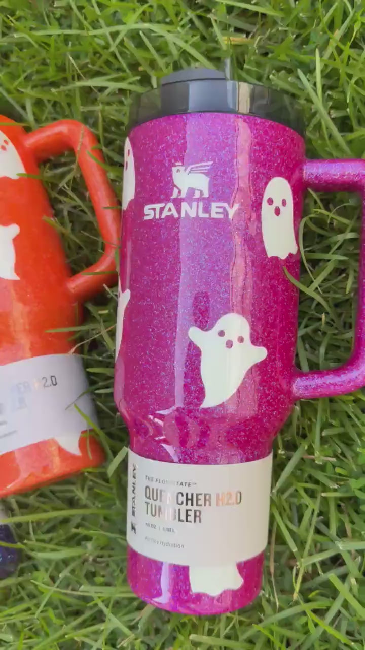 Glow in the Dark Ghost Stanley Tumbler: Halloween Glitter Drinkware