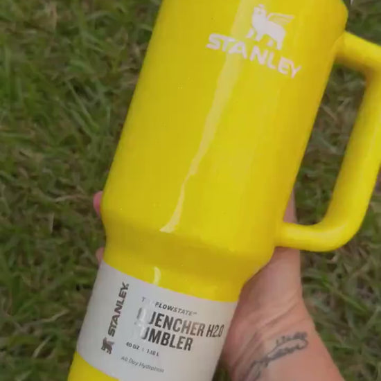 Yellow Glitter Stanley Tumbler: Solid sun Yellow Sparkle tumbler